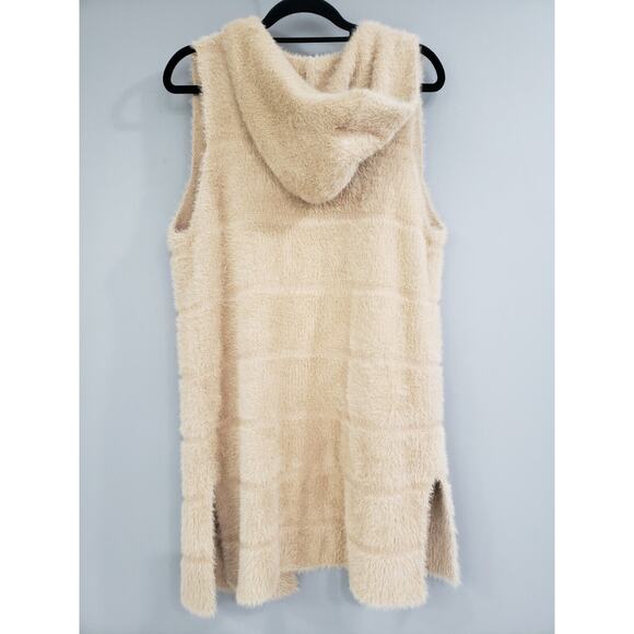 Do Everything‎ In Love Open Front Cardigan Duster Vest Long Faux Fur HOODED - Picture 6 of 8